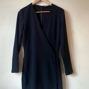 Zara Black Long Sleeve Wrap Dress